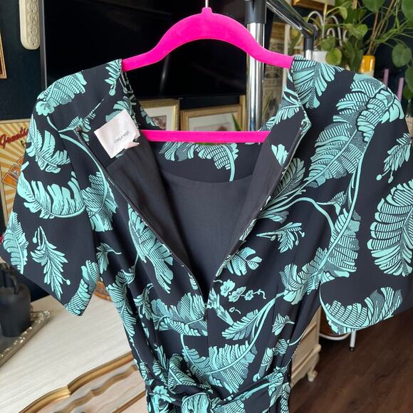 Cinq a Sept Bia Crewneck Tie-side Palm-print Mini Dress - Picture 9 of 9